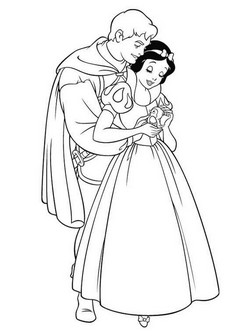 coloriage blanche neige et son prince enlacÃ©